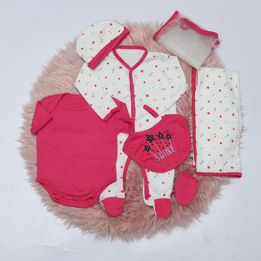 7 PC White & Pink Shine Stars For New Born